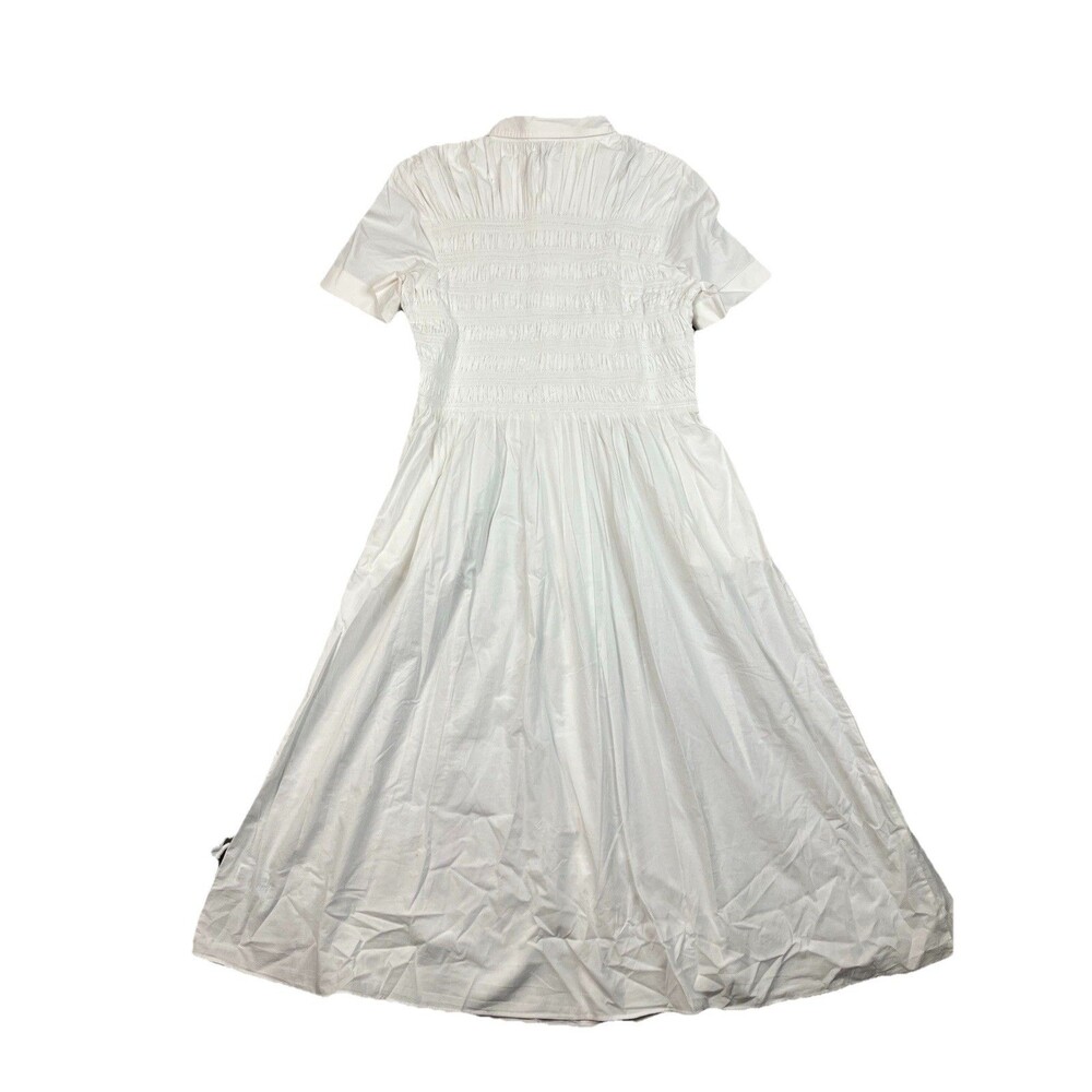 J Crew Elsie Shirt Dress Womens XL White Cotton Poplin Smocked Button Up CP995 - Picture 7 of 15